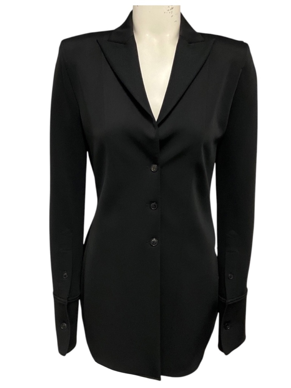 ALEXANDER WANG BLACK THREE BUTTON SCUBA NYLON STRETCH JACKET